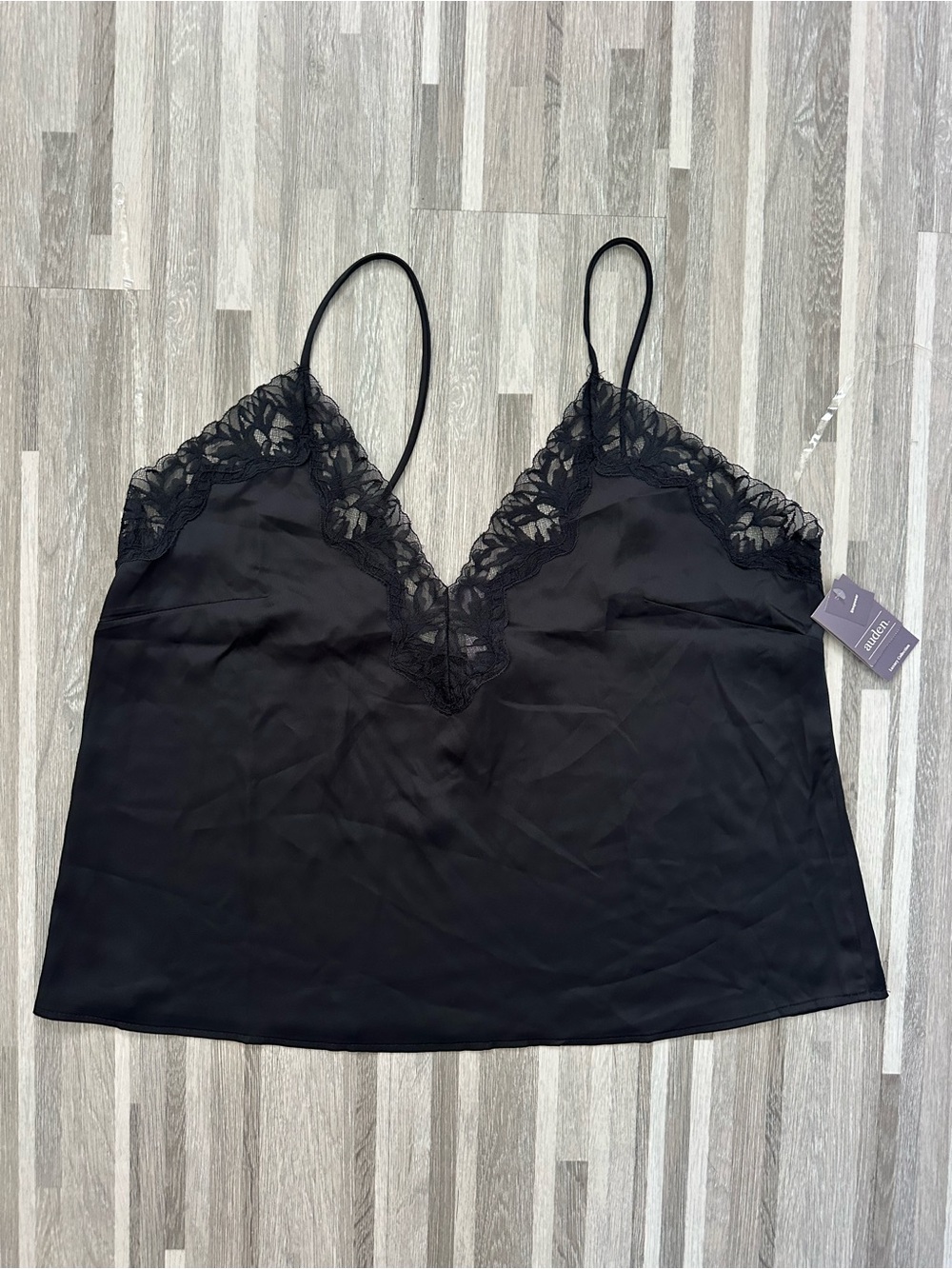 Auden Satin Cami with Black Lace Pajamas – Size XL – New with Tags